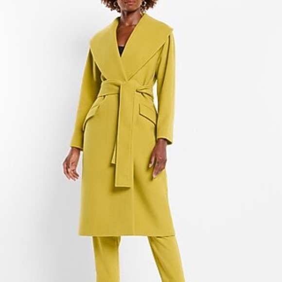 Express Women’s Chartreuse Yellow Green Shawl Lapel Wrap Jacket Coat - Size XS - Picture 1 of 2
